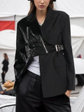 Zingj 2024 New Street Hipster Motorcycle Sense Irregular Suit Jacket Women's Waist Show Thin Suit