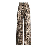 Zingj Trend Wind Straight Pants 2024 Summer New Fashion Leopard Print Design Sense High Waist Wide Leg Casual