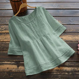 Summer Solid Color Cotton Linen Half