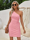 Summer Fashion Diagonal Casual Women's Hot Solid Color Waist Hollow Sleeveless Short
