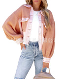 The Ins New Autumn / Winter Ladies Cotton Waffle Denim Patchwork Niche Loose Jacket Jacket-Outfit