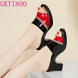 Slipper's 2022 Ladies Summer Slippers Genuine Leather Shoes Women High Heels Fashion Rhinestone Summer