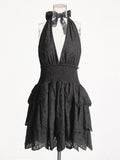 2025 Summer New Fashion Sexy Hanging Neck Hollow High Sense Sleeveless Solid Color Dress
