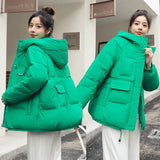 New 2022 Women Short Jacket Winter Thick Hooded Cotton Padded Coats Female Korean Loose Puffer Parkas Ladies