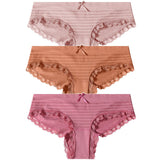 3PCS/Set Lace Cotton Panties Women Sexy Bow Briefs Soft Lingerie Female Briefs Panty Women's Underpants