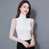 Tops For Women 2021 Turtleneck Basic Sleeveless Lace Tank Tops Women Female Top Plus Size Korean Tee Black White