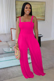 Zingj New Women's Solid Color Casual Strap Strapless Wide-Leg