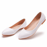 Flat Shoes Casual Single-Shoe Large-Size Single-Shoe Flat Heel Large Women's Shoes 40-43 White