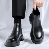 Zingj British Style Round Head Thick Bottom Martens Men's 2024 New Single Shoe Thick Heel Chelsea Boots