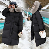 Milk Yellow Down Cotton Clothes Female Medium Long Style 2024 New Winter Hepburn Wind Cotton-Padded Coat Fashion Plate Button Cotton-Padded Jacket Coat-Outfit