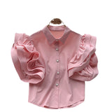 Zingj Minority Design Feel Lotus Leaf-Rimmed Shirt Women's Summer Dress New Fashionable Lapel Cardigan Top