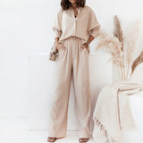 Women's Casual Pure Color Lotus Leaf Side Shorts Shirt Fashion Set Women's