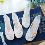 Zingj Shoes Antique Shoes Embroidered Mesh Yarn Single Shoes Round Head Hollow Flat Embroidered Shoes