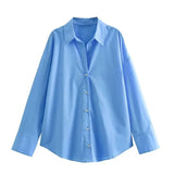 2025 New Women's Long Sleeve Lapel Loose Striped Silk Shirt