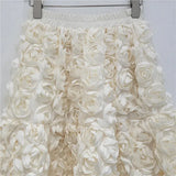 Elastic Waist A-line 3d Rose Flowers Design Maxi Skirt- Outfit