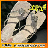 Temperament Cool Drag Woman 2025 New Set Of Toes Height Crystal And Fairy Sandals Square Dress Fashion