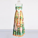 Spring 2025 New Fashion Sexy Plant-Print Design Smeared Slings Long Dress Dress Dress Dress