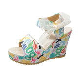 2025 New Sandal Women Korean Version Plus Size Fashion Bow Slope Heel Fishmouth High Heel Roman Sandal