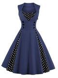 Robe Femme Women Vintage Dress 50s 60s 70s Hepburn Pin Up Big Swing Retro Rockabilly Solid Dresses Red Blue Tunic