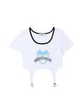 Letter Printed T-shirt Aesthetic Short Sleevle Chic Crop Top 2022 Summer Female 90s Fashion Casual Streetwear Y2K