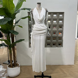 Hot And Hot Gas Deep V Bare Back Folded Hanging Neck Dress One-Step Dress Carefully Designed Net Red Dating