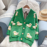 women loose outer wear 2021 new Korean style lazy knit cardigan jacket autumn winter v neck long