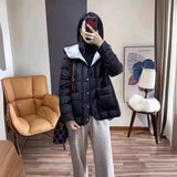 Autumn And Winter New Korean Version Loose And Light White Duck Velvet Hooded Coat Female Casual Pressure Rubber Down Jacket Coat-Outfit