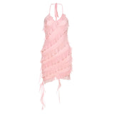 Zingj Spring / Summer 2023 Women's Pure Color Slim Fashion Hanging Neck Strap Sexy Backless Dress-Outfit