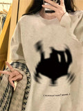 Black Cat Print Pullover Oversized SweatshirtOutfit