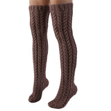 Zingj Color Twist Over The Knee Knitting Pile Pile Socks Female Pure Color Long Tube Knitting Wool Socks