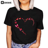 Women Casual Harajuku Fashion T-shirt Feather Print Loose O-neck Short Sleeve Elastic Stretched Summer Home New Tee