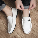 Leather Men Shoes Casual Breathable Loafers Men PU Leather Moccasins Comfortable Flat Men Shoes Outdoor Walking