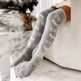 Zingj And Winter Christmas Snow Snow Elk Long Tube Knitting Over The Knee Pile Pile Socks Female