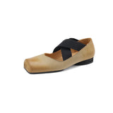 Zingj Pig Nose Shoes Female Spring 2024 New Inside And Outside Full Leather Retro Wind Ballet Shoes Protection-Outfit