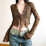 Temperament Gentle Style Design Textured Lahua With Open Shirt Sexy Open-Cavel Hoodie