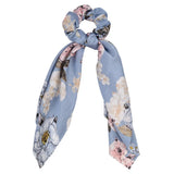 Bow Long Ribbon Hair Scrunchie Chiffon Floral Print Sweet Elastic Hair Band Ponytail Hair Scarf Hair Tie Hair
