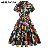 Robe De Cocktail Pinup Rockabilly Dress Midi Cotton Tunic Sundress Causal Vintage 60s 50s Big Swing Summer Party