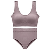 Sexy Seamless Tops Set High Waist Panties Women Wireless Underwear Suit Soft Padded Bras Set Backless Bralette