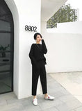 2025 Autumn And Winter New Set Of Sweater Thin Knit Trousers Casual Suit Women's