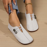 Summer New Soft Leather Flat Soles Women's Round Head Shallow One-Foot Pedal Large Women's
