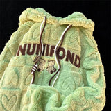 letters bear embroidered hoodie womens autumn and winter 2022 padded lambswool coat with niche design hoodie kawaii