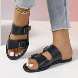 Zingj Size Clasp Flat-Soled Slippers Women's Open-Toed Retro Sandy Beach