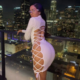 Women Autumn Winter Long Sleeve Hollow Out Bodycon Party Club Package Hip Mini Short Dress 2020 Fall Clothes