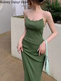 Spaghetti Strap Long Dress Women Summer Elegant Beach Party Dress Female Korean One Piece Casual Y2k Bodycon Dress 2023