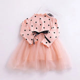 Kids Dresses For Girls Long Sleeve Children Clothing Polka Dot Tulle Tutu Girls Casual School Wear Princess Party