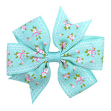 Printed Flower Hair Bows With Clip For Baby Girls Grosgrain Ribbon Boutique Hair Clip Barrettes Hair Accessories