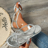Zingj Sandals Women 2024 Summer Round Toe Pedal Casual Plus Size Beach Women's
