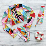Sexy Long Sleeve Bikinis Women Swimsuit Green Leaves Print Bathing Suits Beachwear Brazilian Bikini Set Biquini