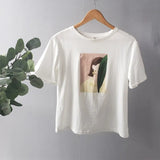 Art Abstract Printing T-shirts Summer Tops Shorts Sleeve Slim T-shirts Woman Casual