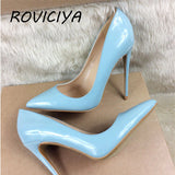 blue brand fashion pointed toe 12cm high heel women shoes ladies party wedding club shoes spring plus size QP009